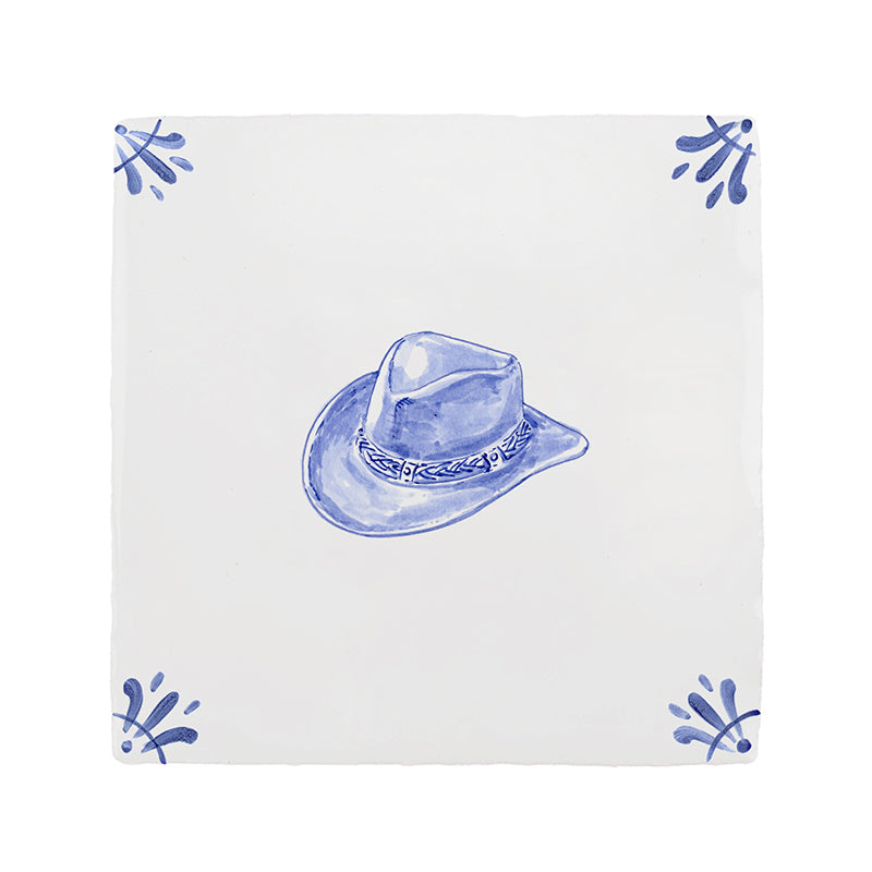 Cowboy Hat Delft Tile
