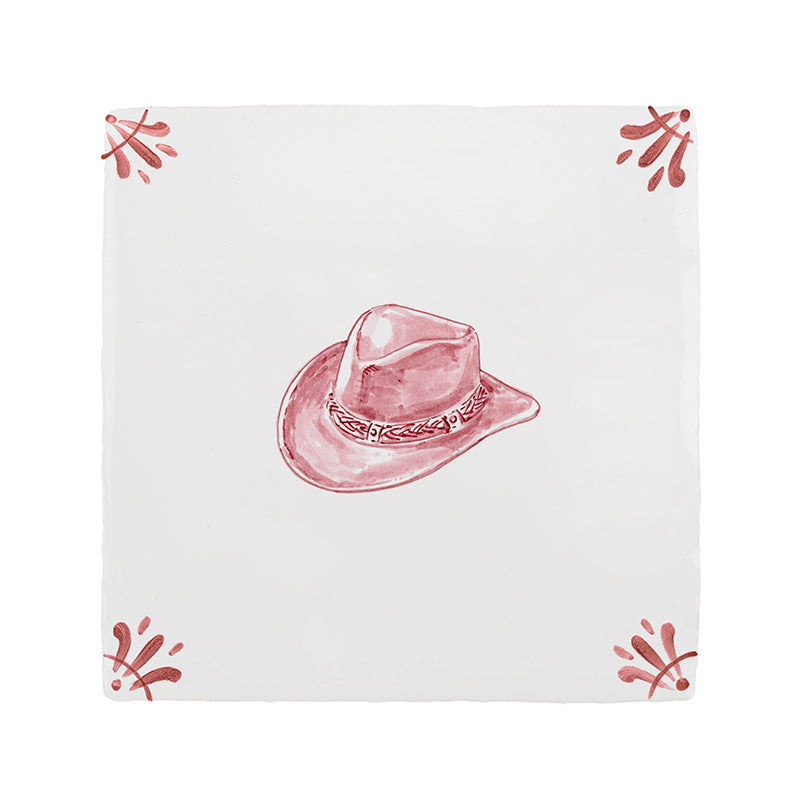 Cowboy Hat Delft Tile