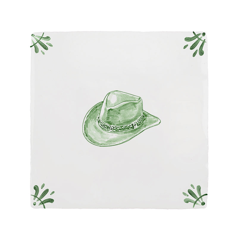 Cowboy Hat Delft Tile