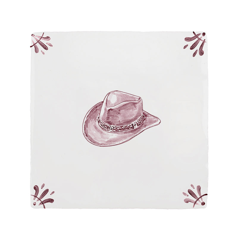 Cowboy Hat Delft Tile
