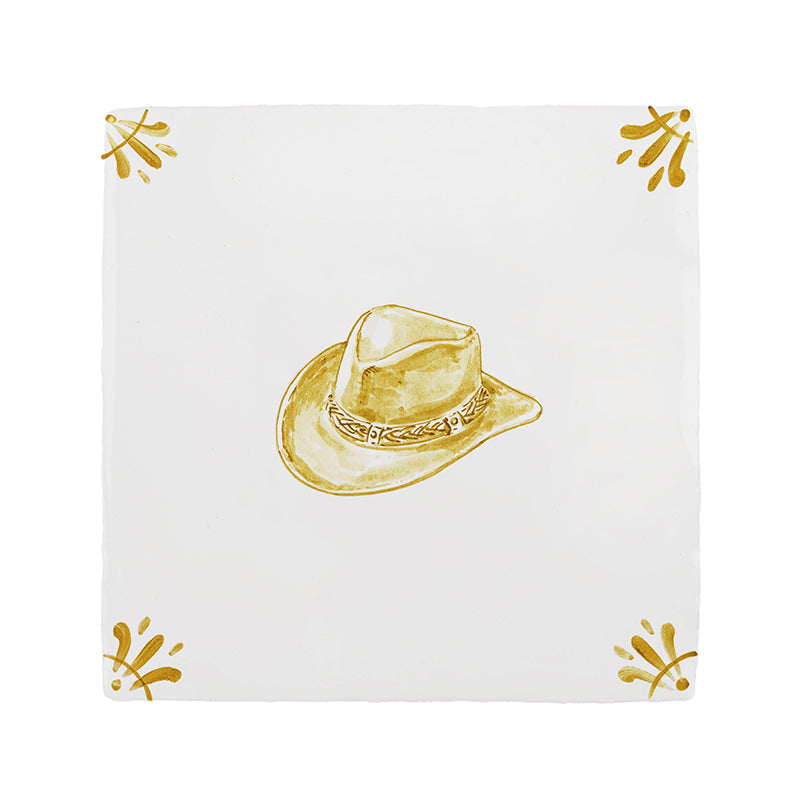 Cowboy Hat Delft Tile