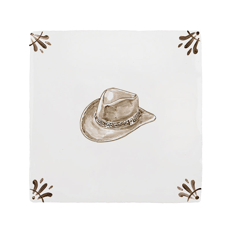 Cowboy Hat Delft Tile