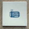 End of Line, Can of Sardines Delft Tile, Blue
