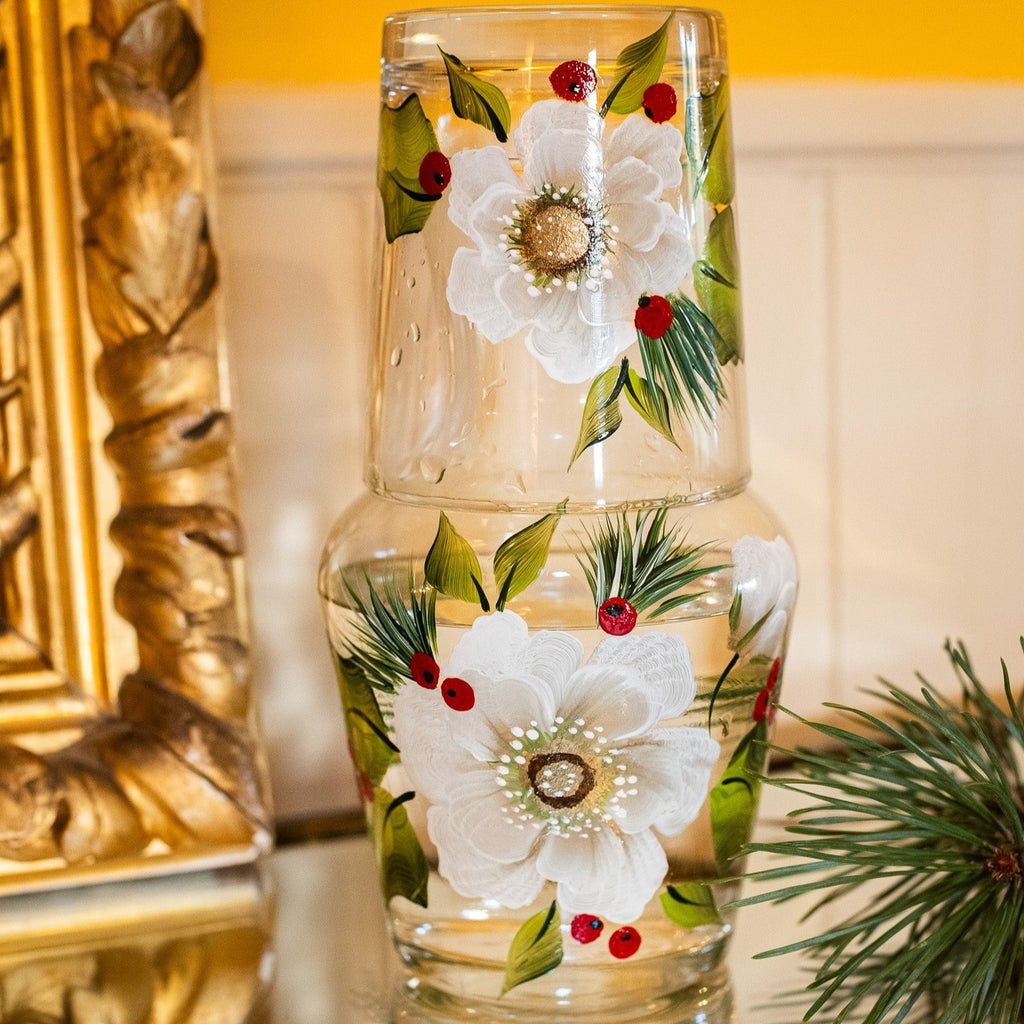 Christmas Flower Carafe and Tumbler