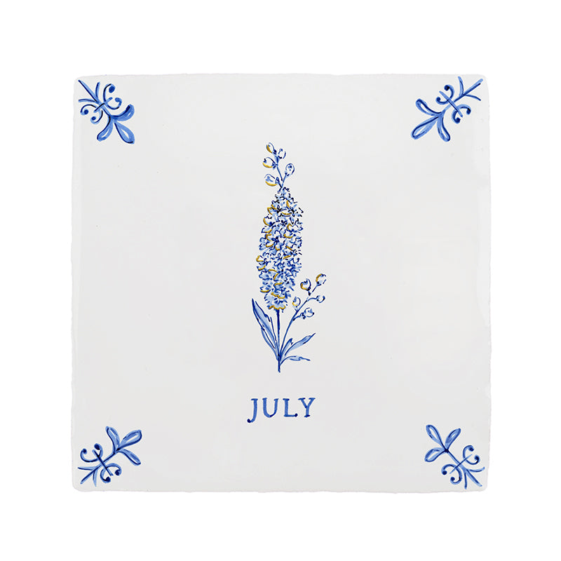 Delphinium Delft Tile, Gold Lustre