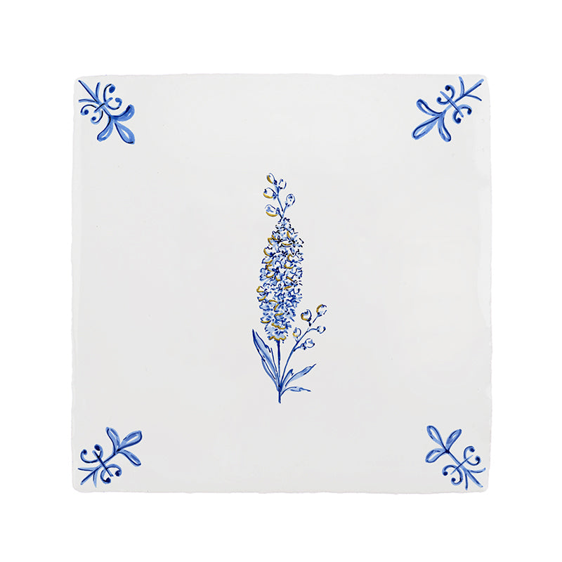 Delphinium Delft Tile, Gold Lustre