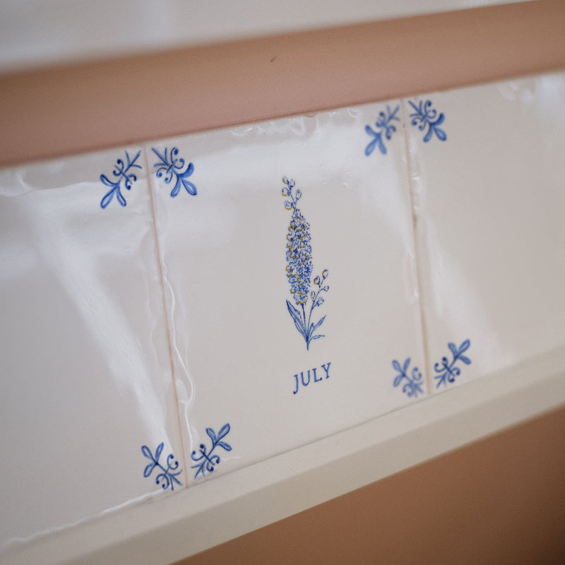 Delphinium Delft Tile, Gold Lustre