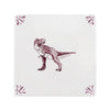 Tile with a dinosaur design on a white background