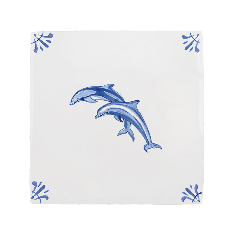 Dolphins Delft Tile