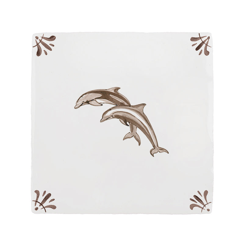 Dolphins Delft Tile