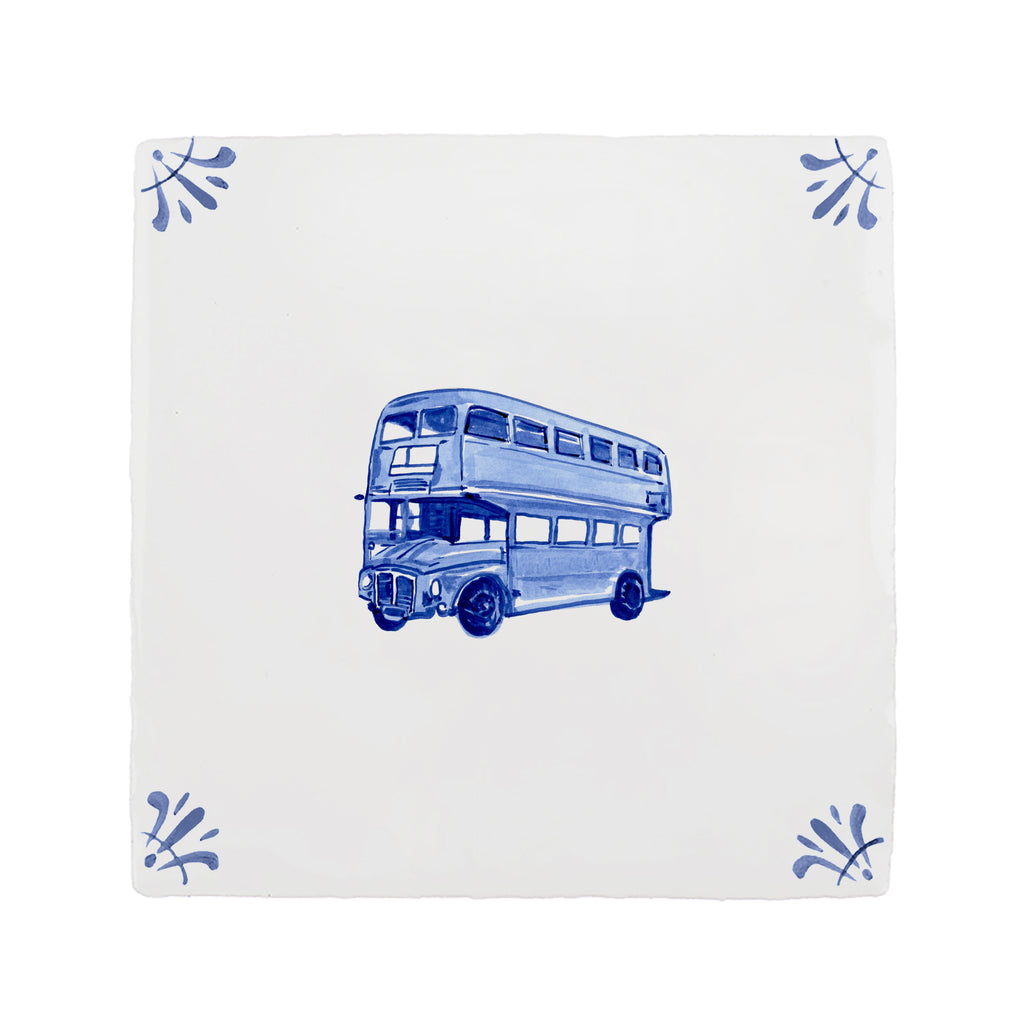 Double Decker Bus Delft Tile