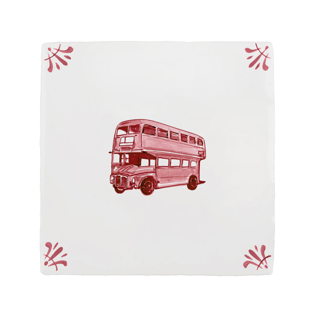 Double Decker Bus Delft Tile