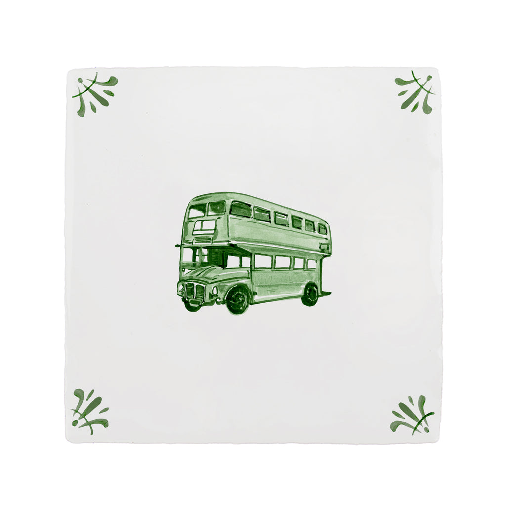 Double Decker Bus Delft Tile