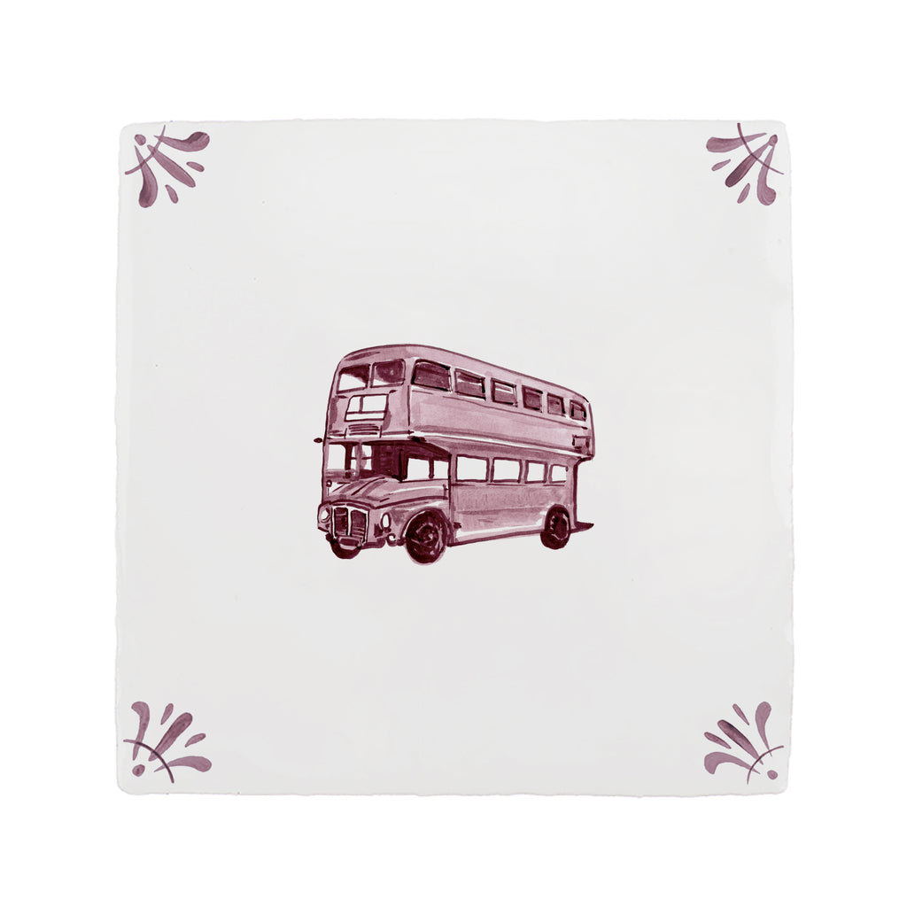 Double Decker Bus Delft Tile