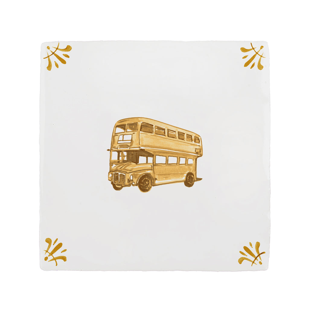 Double Decker Bus Delft Tile