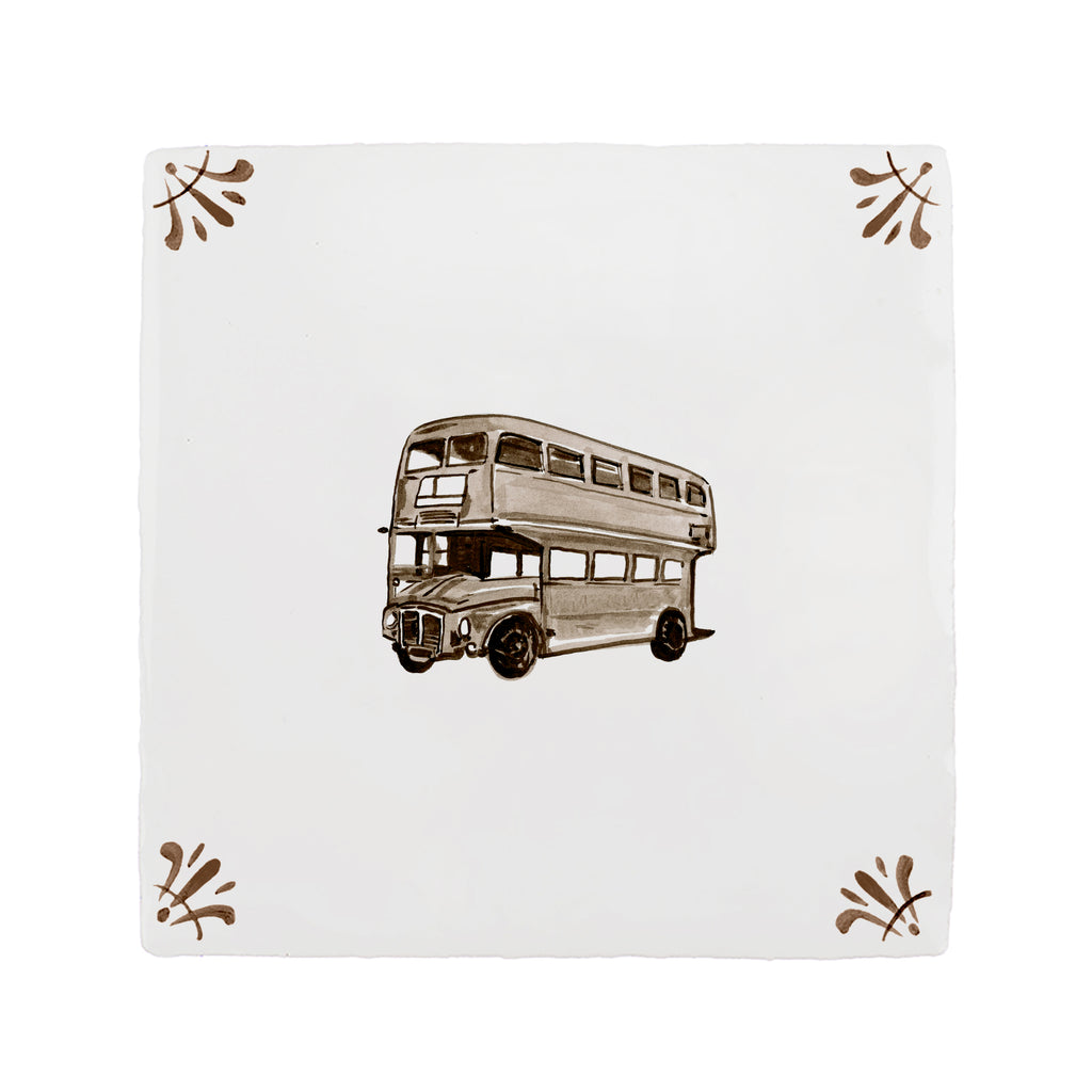 Double Decker Bus Delft Tile
