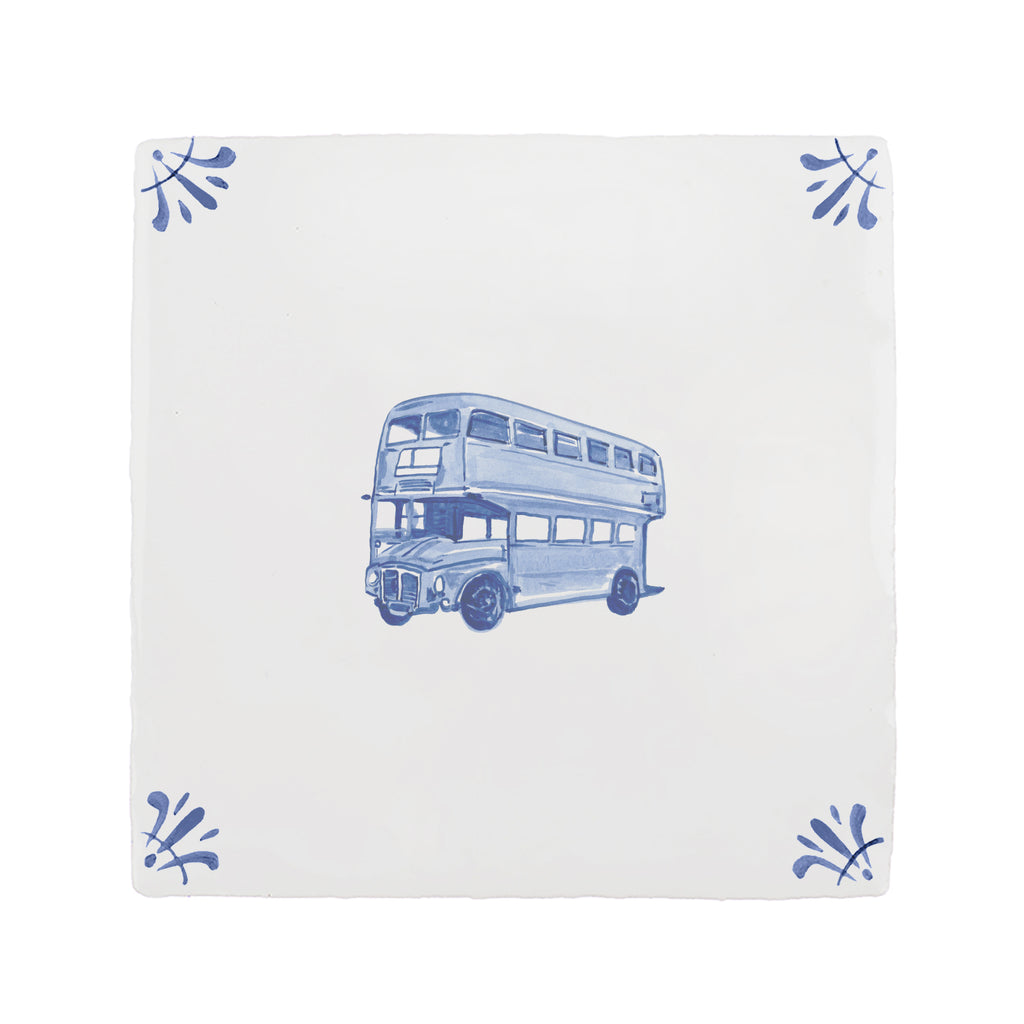Double Decker Bus Delft Tile