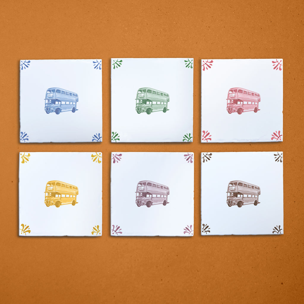 Double Decker Bus Delft Tile