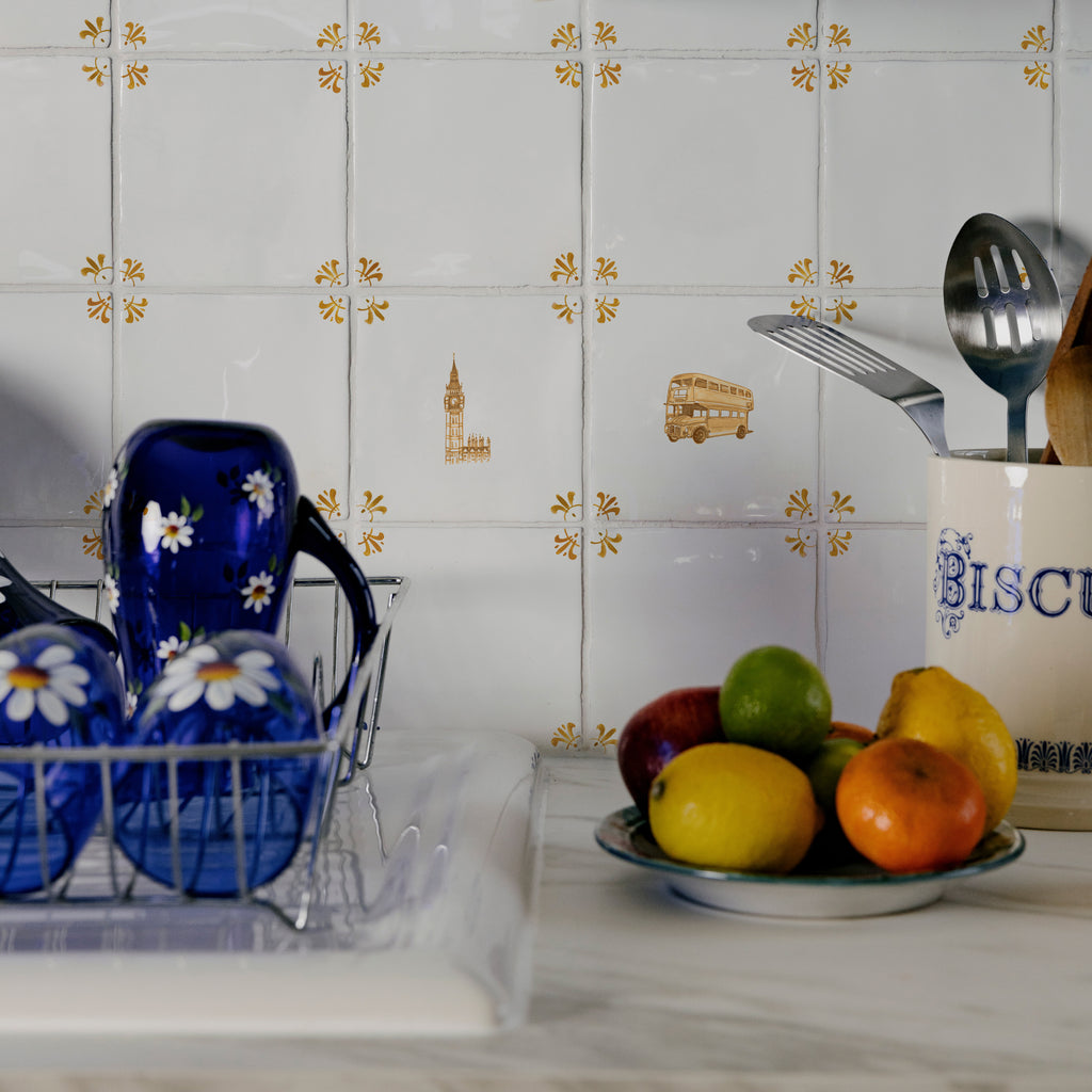 Double Decker Bus Delft Tile