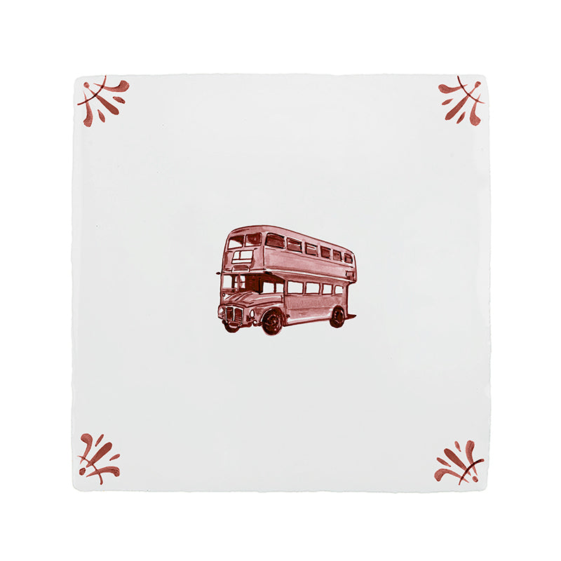 Double Decker Bus Delft Tile