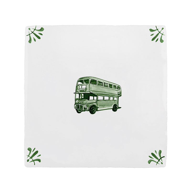 Double Decker Bus Delft Tile