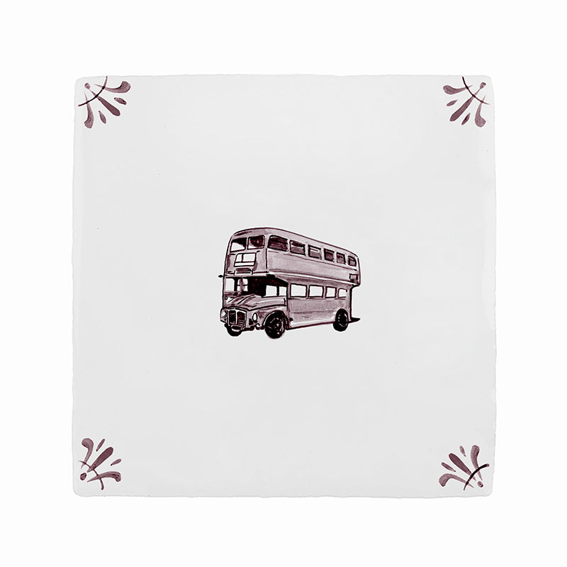 Double Decker Bus Delft Tile