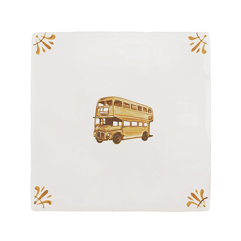 Double Decker Bus Delft Tile