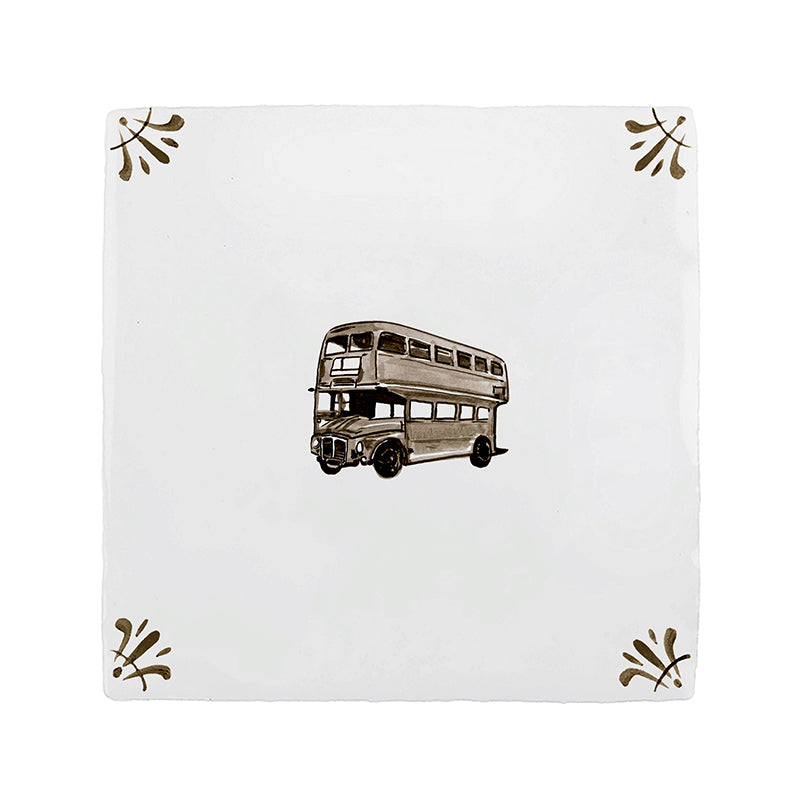 Double Decker Bus Delft Tile