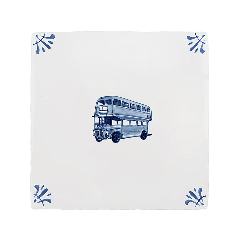 Double Decker Bus Delft Tile