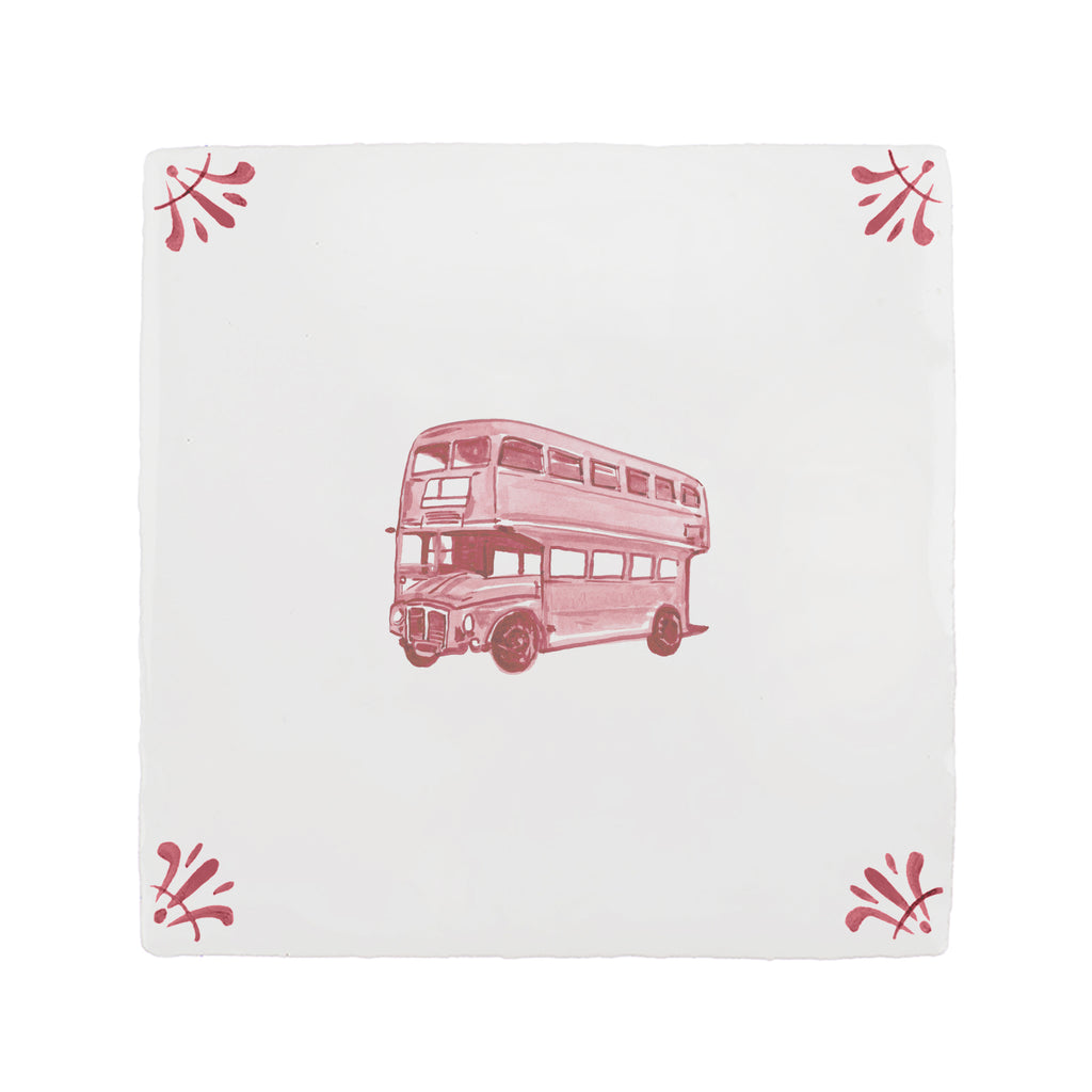 Double Decker Bus Delft Tile