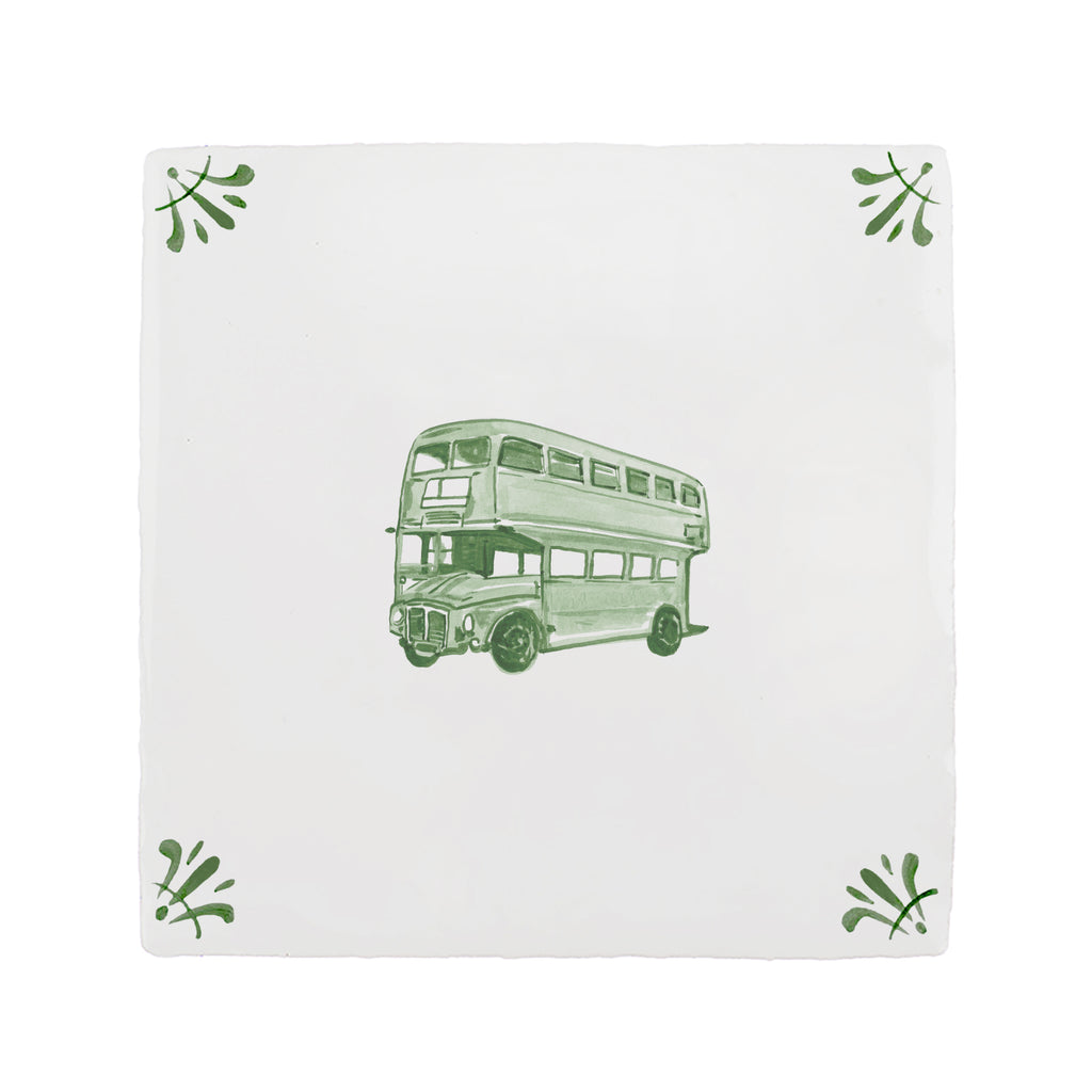Double Decker Bus Delft Tile
