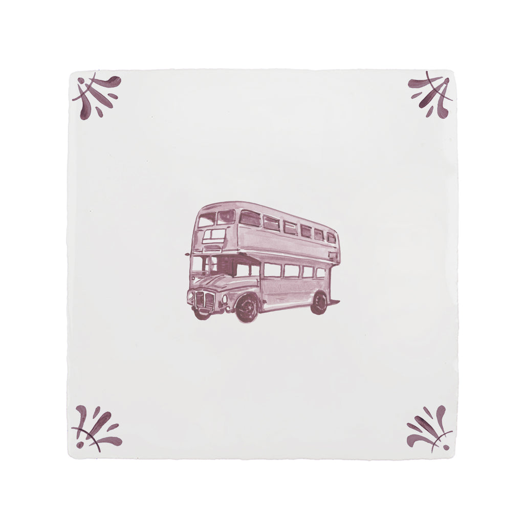 Double Decker Bus Delft Tile