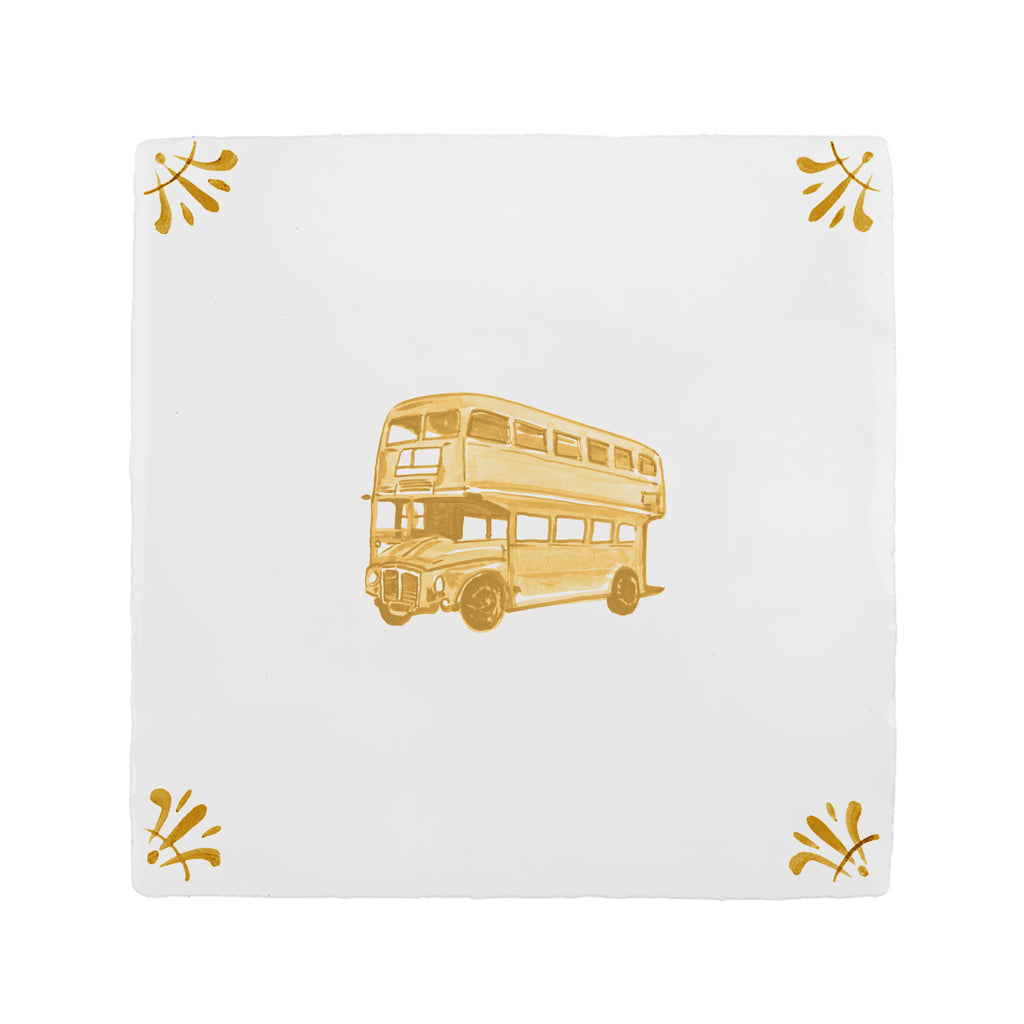 Double Decker Bus Delft Tile