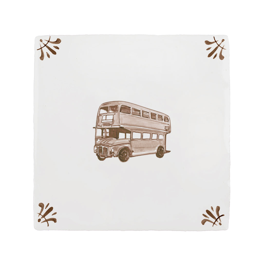 Double Decker Bus Delft Tile