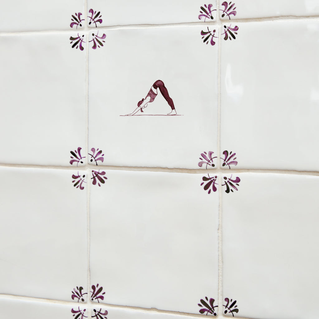 Downward Facing Dog Delft Tile