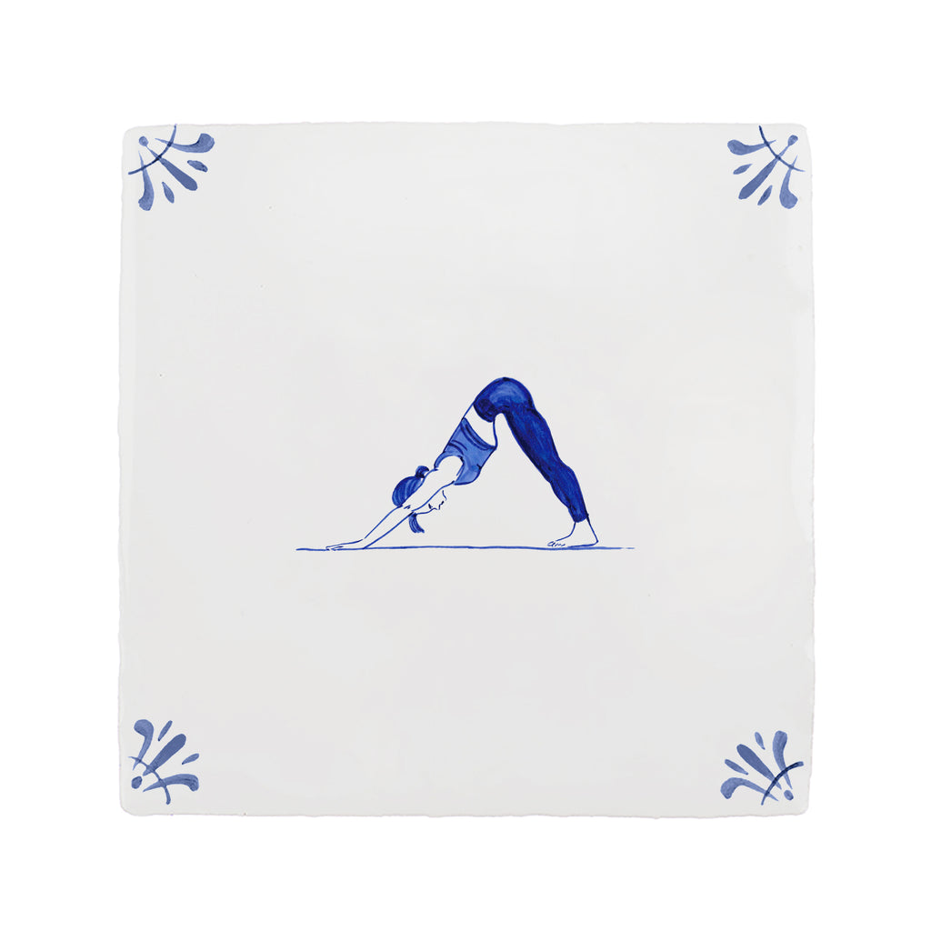 Downward Facing Dog Delft Tile