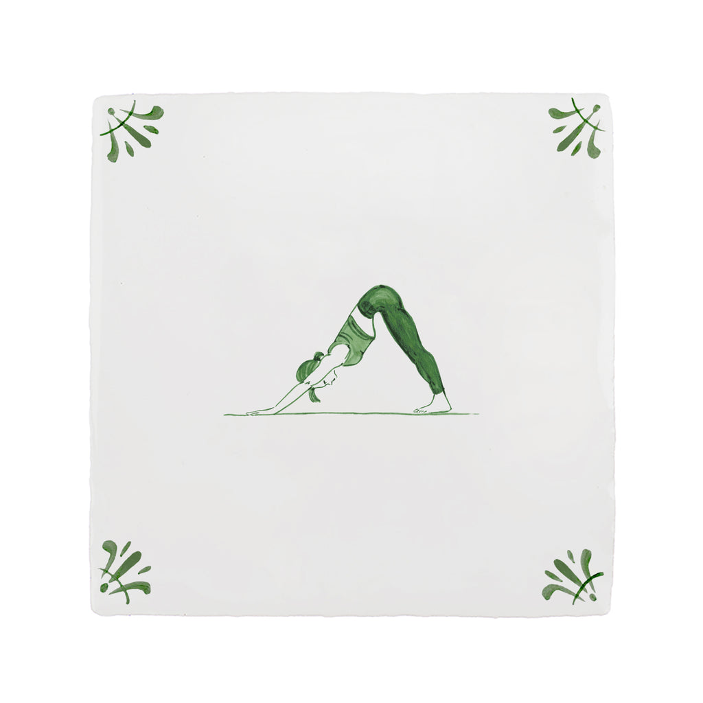 Downward Facing Dog Delft Tile
