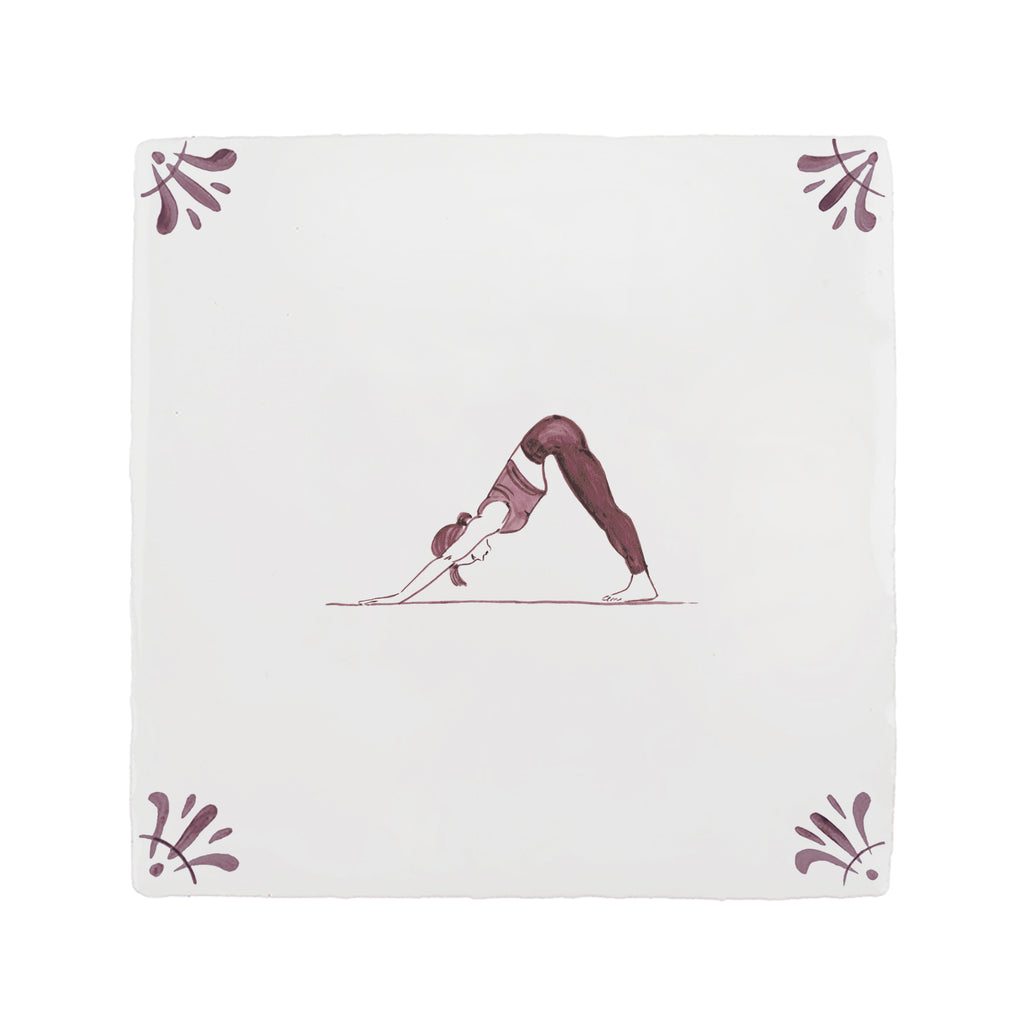 Downward Facing Dog Delft Tile