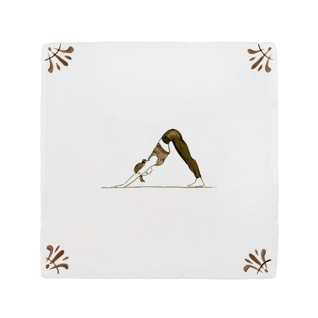 Downward Facing Dog Delft Tile