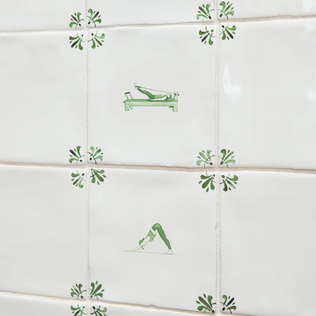 Downward Facing Dog Delft Tile