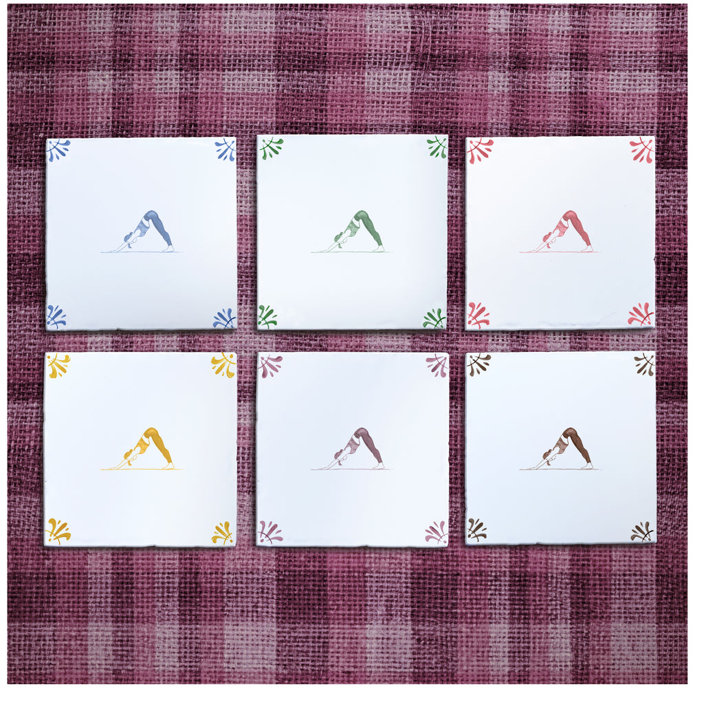 Downward Facing Dog Delft Tile