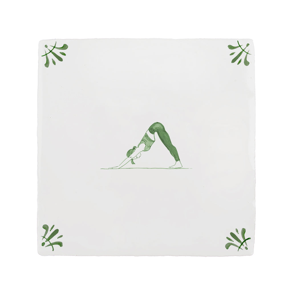 Downward Facing Dog Delft Tile