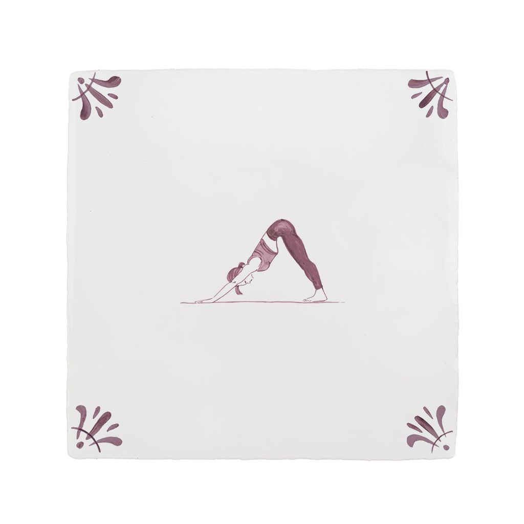 Downward Facing Dog Delft Tile