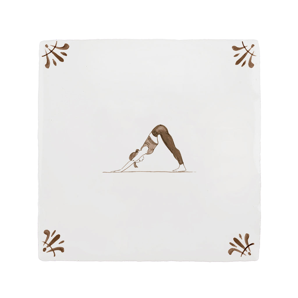 Downward Facing Dog Delft Tile