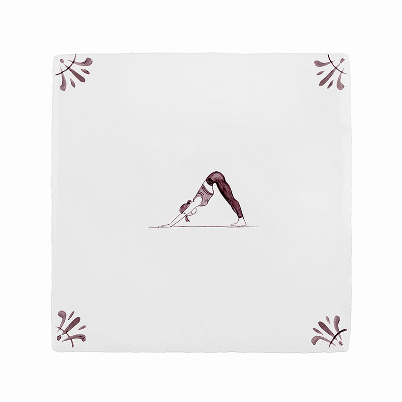 Downward Facing Dog Delft Tile