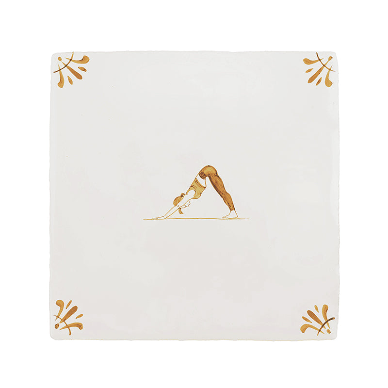 Downward Facing Dog Delft Tile