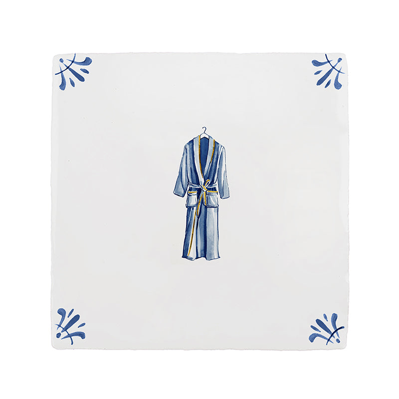 Dressing Gown Delft Tile, Gold Lustre