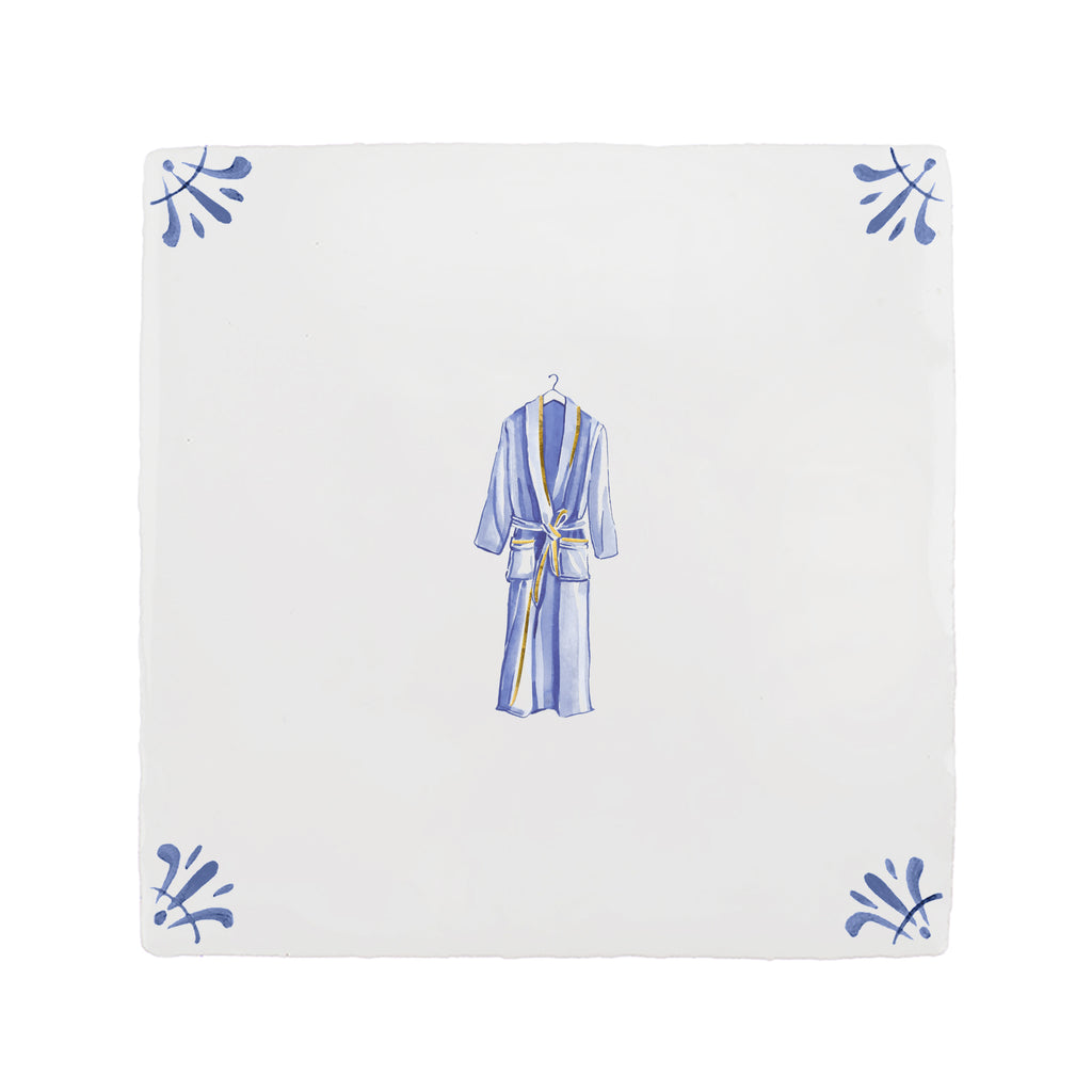 Dressing Gown Delft Tile, Gold Lustre