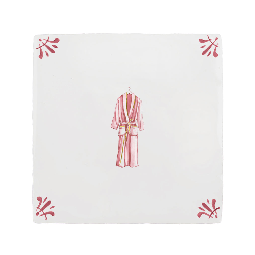 Dressing Gown Delft Tile, Gold Lustre