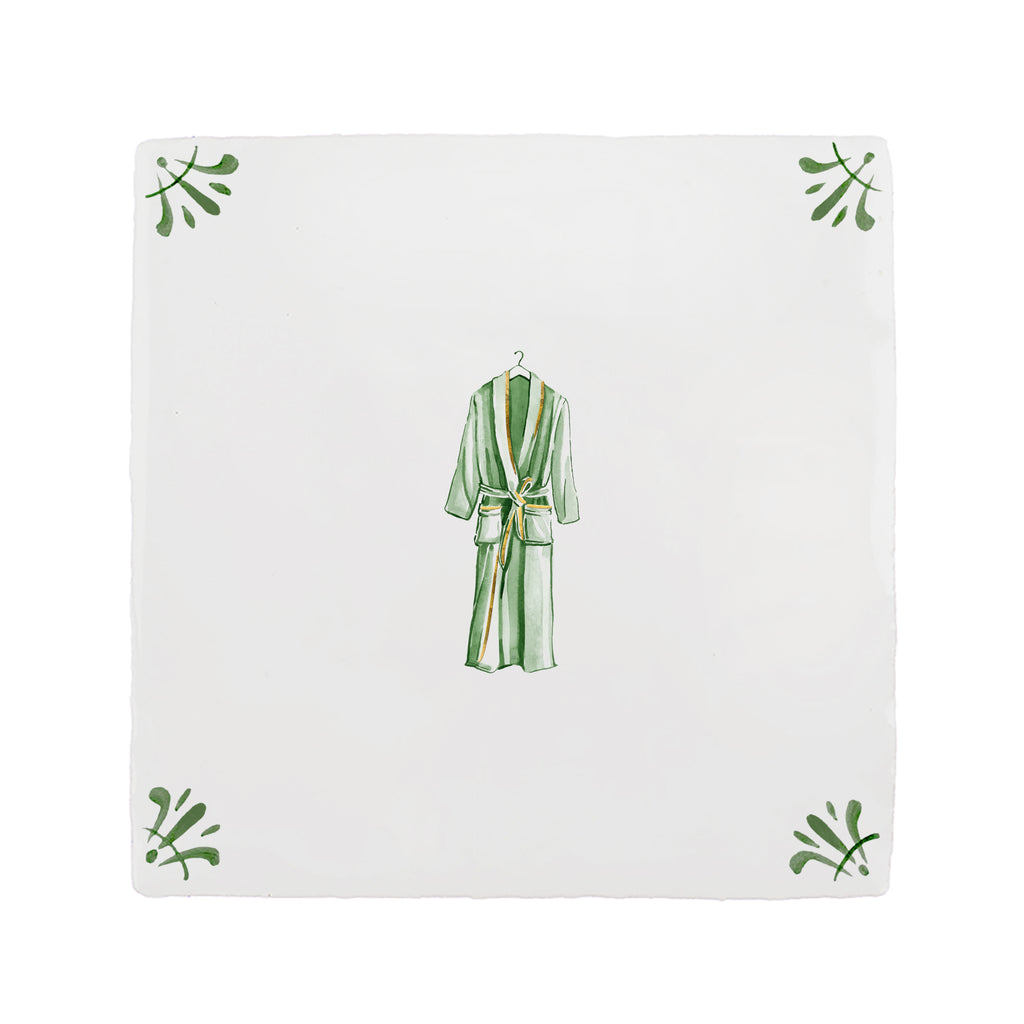 Dressing Gown Delft Tile, Gold Lustre